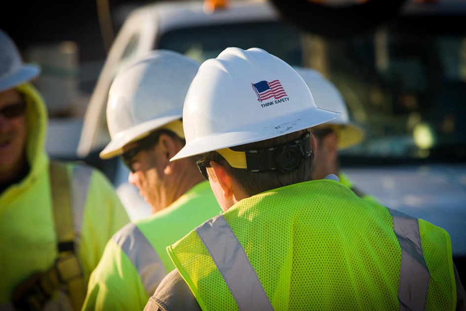 Crew briefing at a client site.